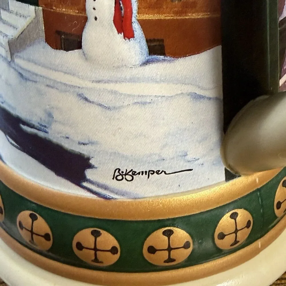 1993 Anheuser Busch Budweiser Hometown Holidays Christmas Beer Stein Clydesdales